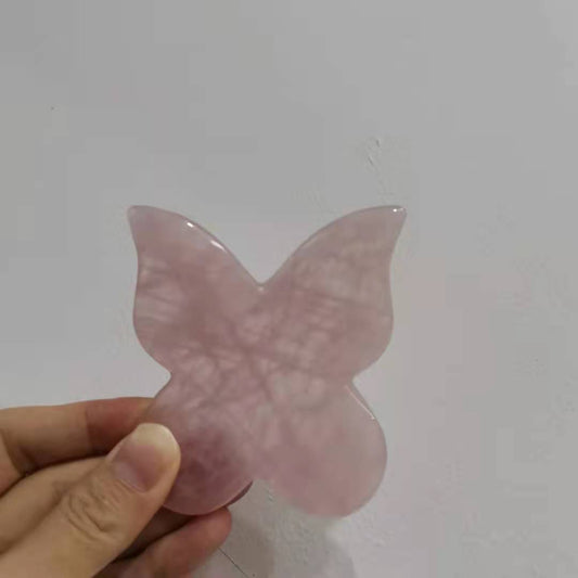 Natural crystal butterfly rose quartz gua sha for face and body