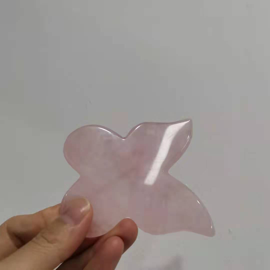 Natural crystal butterfly rose quartz gua sha for face and body