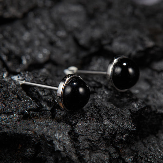 Natural Gemstone Silver Earrings | Jade, Onyx, Lapis Lazuli, Carnelian, Pink Opal