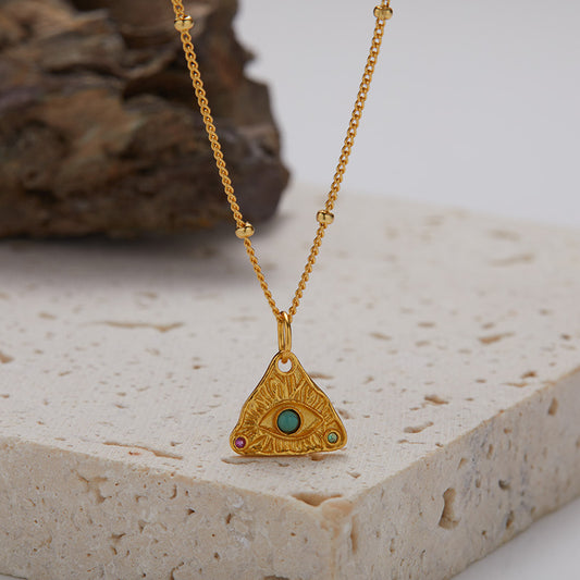 Evil Eye Pendant Necklace for Women Sterling Silver 925 with Natural Turquoise