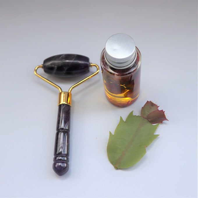 Amethyst Mini Facial Roller - Balance & Glow Skin - Natural Crystal Skincare Tool for Serenity