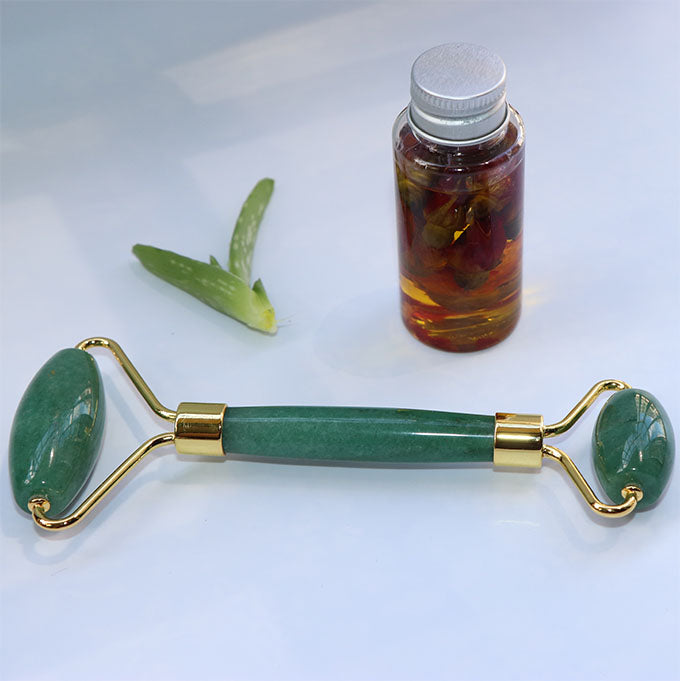 Green Aventurine Roller for Glowing Skin - Facial Massager to Depuff & Define