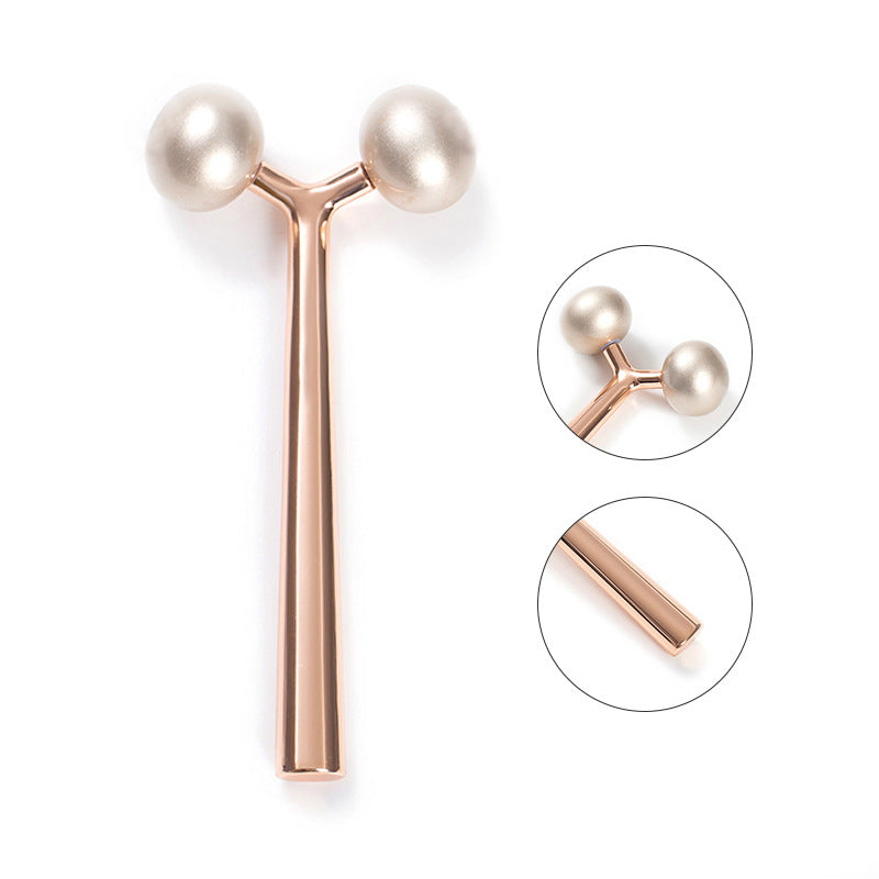 Rose Gold 3D Manual Massage Roller - Zinc Alloy Handle & Aluminum Alloy Balls - Deep Tissue Muscle Pain Relief - Luxury Fitness & Recovery Tool (Limited Liquidation Stock)