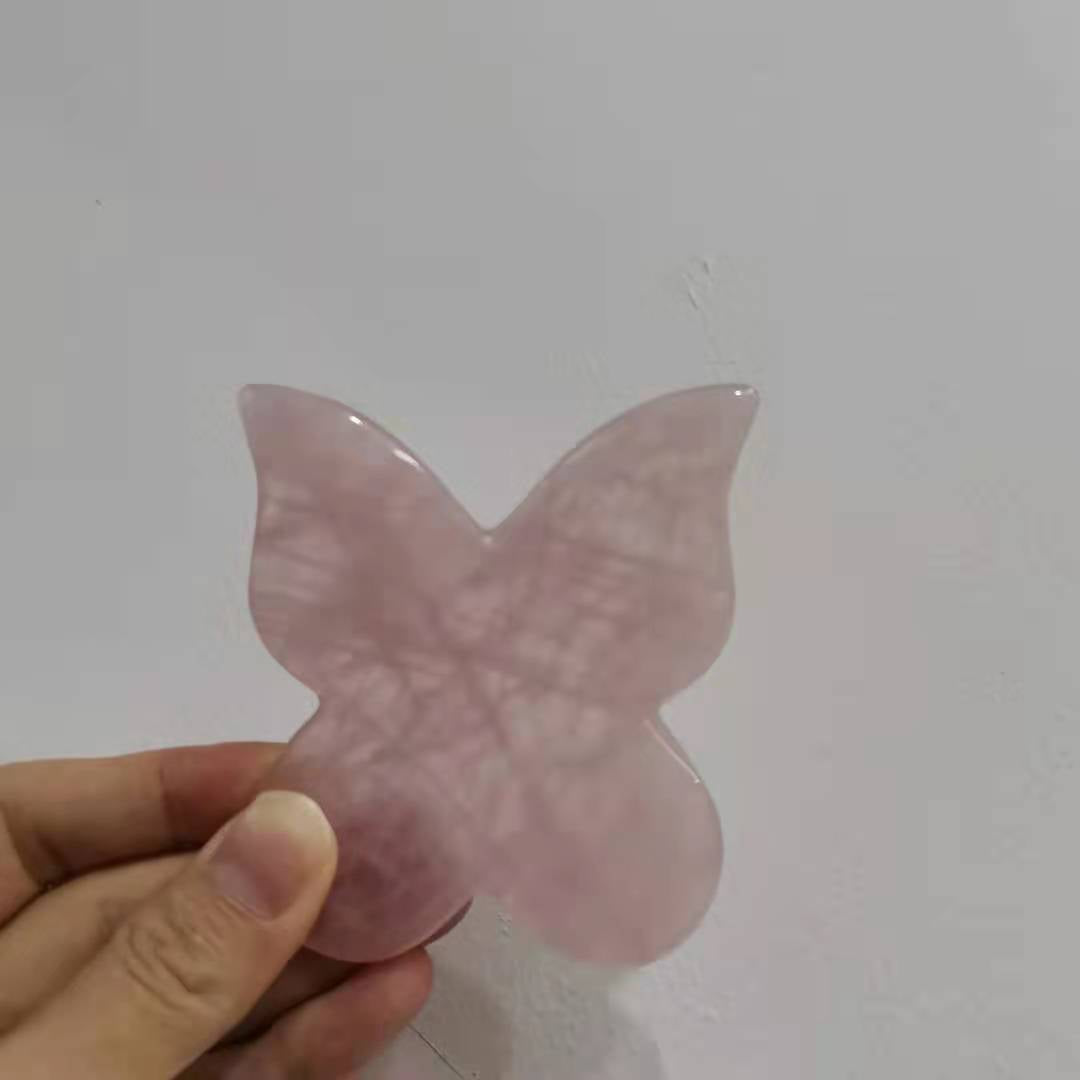 Natural crystal butterfly rose quartz gua sha for face and body