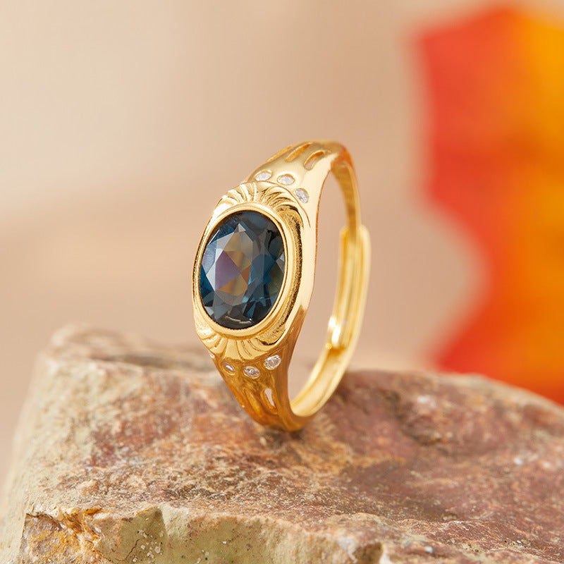 London Blue Topaz Sterling Silver Ring - S925 Natural Gemstone Jewelry for Women