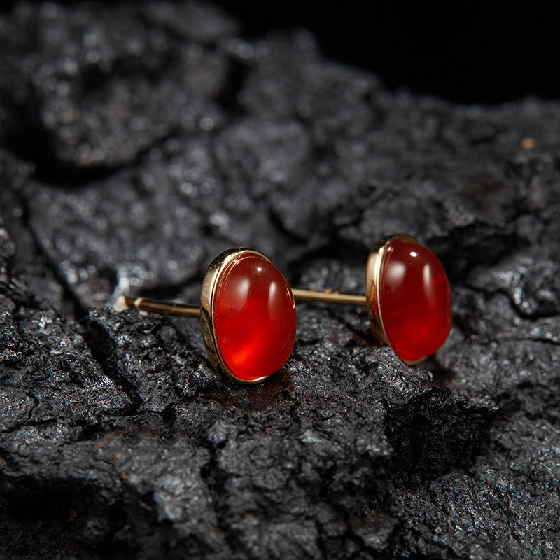 Natural Gemstone Silver Earrings | Jade, Onyx, Lapis Lazuli, Carnelian, Pink Opal