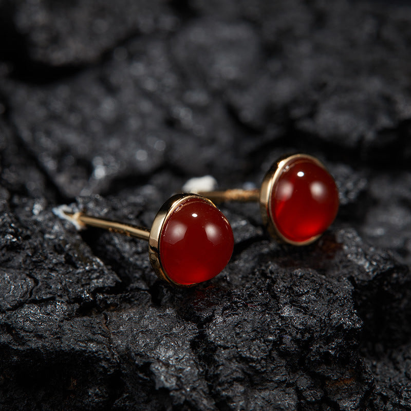 Natural Gemstone Silver Earrings | Jade, Onyx, Lapis Lazuli, Carnelian, Pink Opal