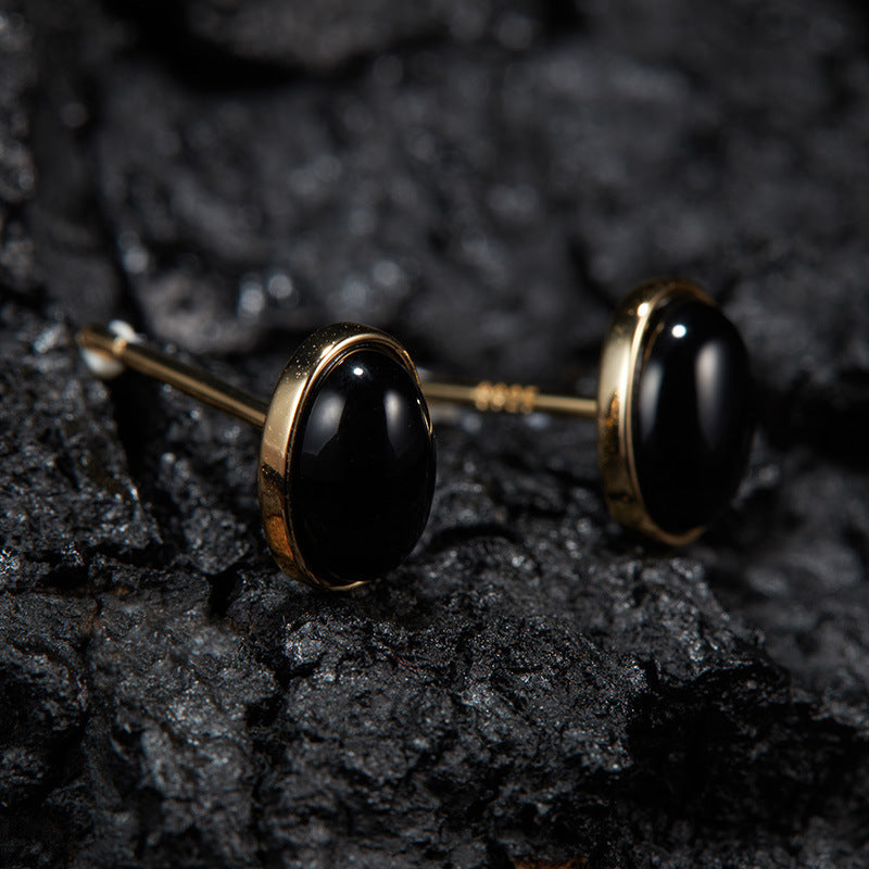 Natural Gemstone Silver Earrings | Jade, Onyx, Lapis Lazuli, Carnelian, Pink Opal