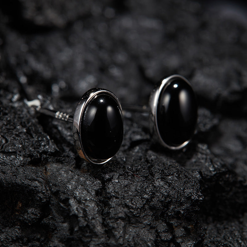 Natural Gemstone Silver Earrings | Jade, Onyx, Lapis Lazuli, Carnelian, Pink Opal