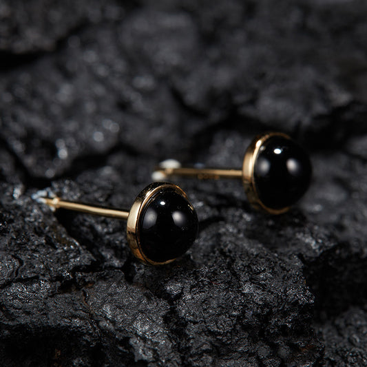 Natural Gemstone Silver Earrings | Jade, Onyx, Lapis Lazuli, Carnelian, Pink Opal