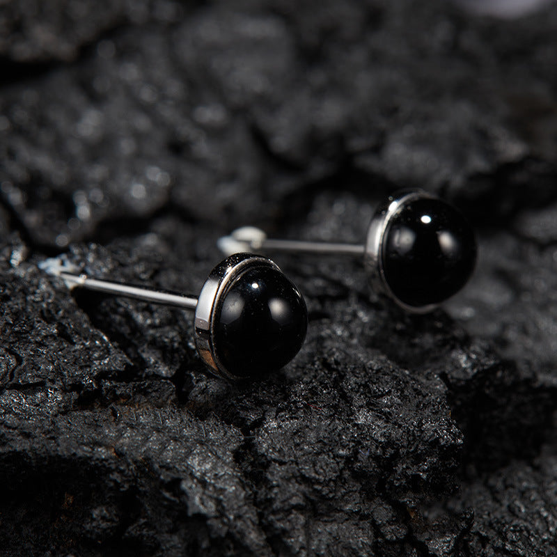 Natural Gemstone Silver Earrings | Jade, Onyx, Lapis Lazuli, Carnelian, Pink Opal