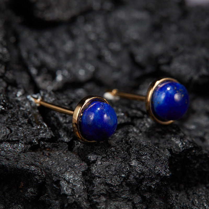 Natural Gemstone Silver Earrings | Jade, Onyx, Lapis Lazuli, Carnelian, Pink Opal