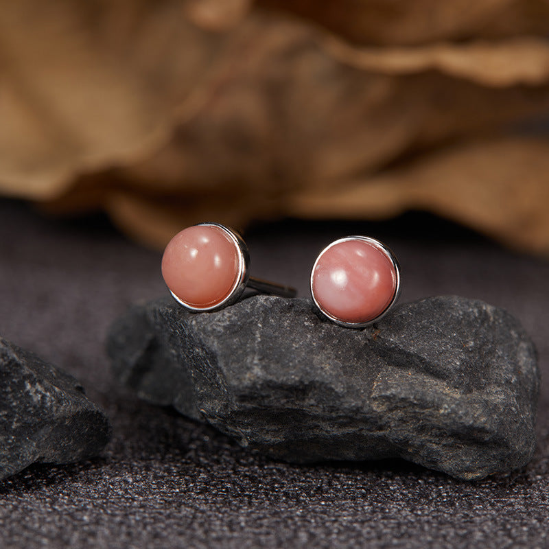 Natural Gemstone Silver Earrings | Jade, Onyx, Lapis Lazuli, Carnelian, Pink Opal