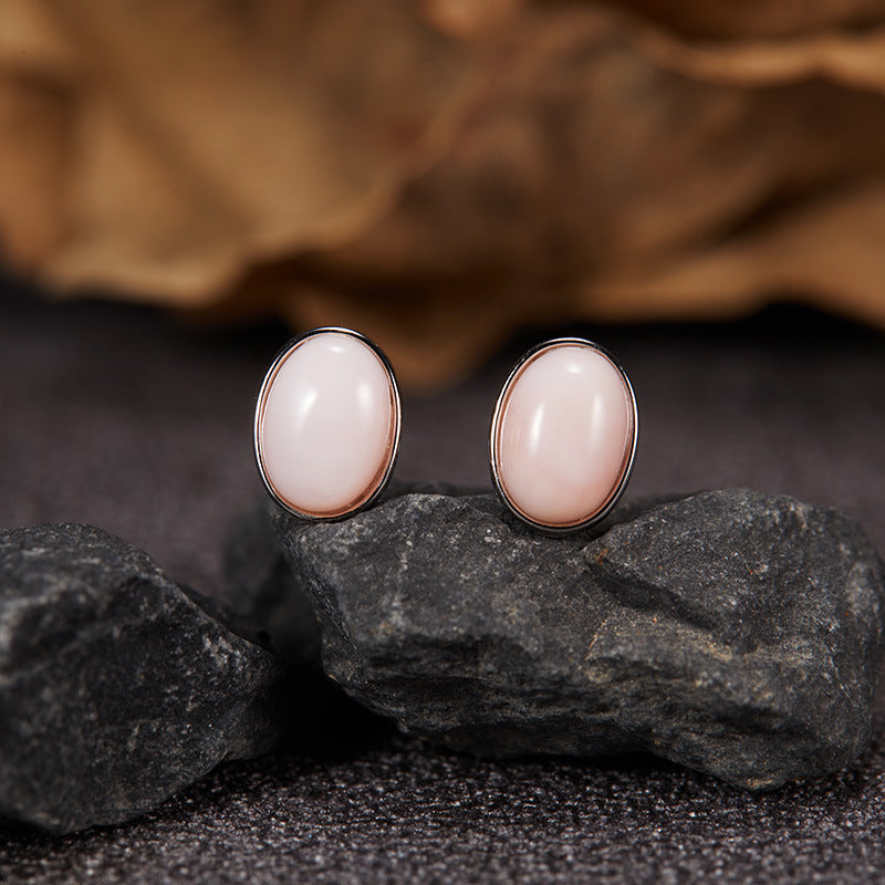 Natural Gemstone Silver Earrings | Jade, Onyx, Lapis Lazuli, Carnelian, Pink Opal