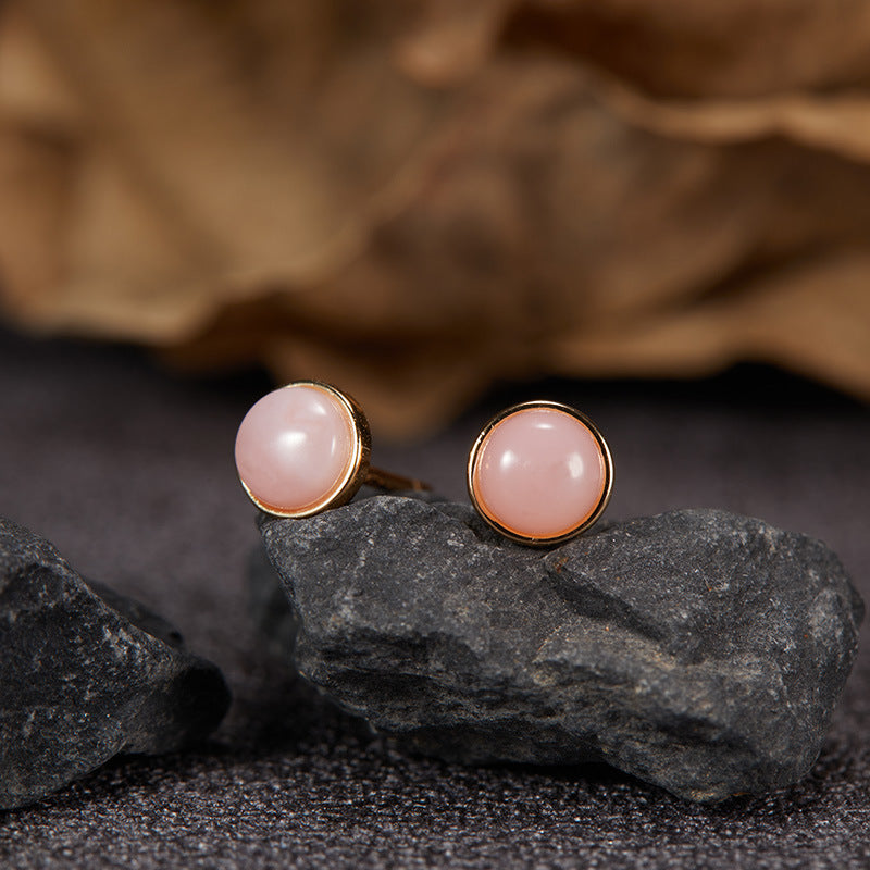 Natural Gemstone Silver Earrings | Jade, Onyx, Lapis Lazuli, Carnelian, Pink Opal