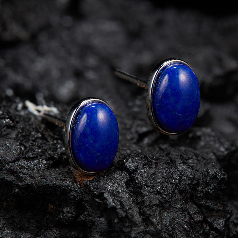 Natural Gemstone Silver Earrings | Jade, Onyx, Lapis Lazuli, Carnelian, Pink Opal