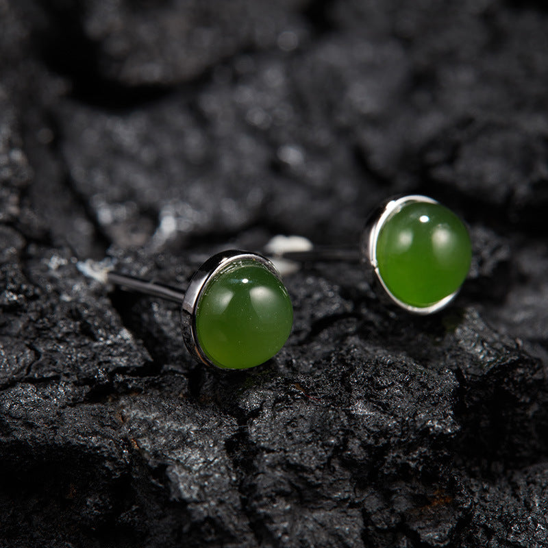 Natural Gemstone Silver Earrings | Jade, Onyx, Lapis Lazuli, Carnelian, Pink Opal