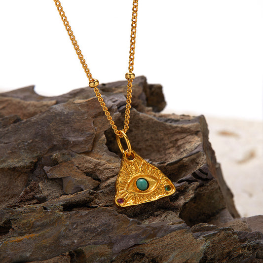 Evil Eye Pendant Necklace for Women Sterling Silver 925 with Natural Turquoise