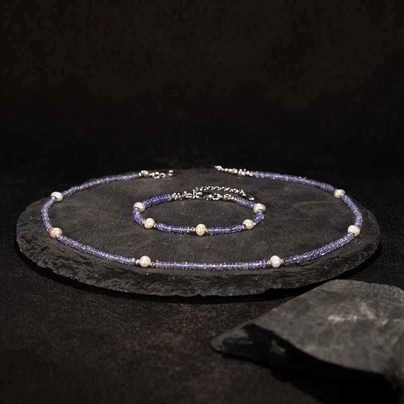 Violet Tanzanite Bead Necklace in Sterling Silver Thoughtful Gift for Her