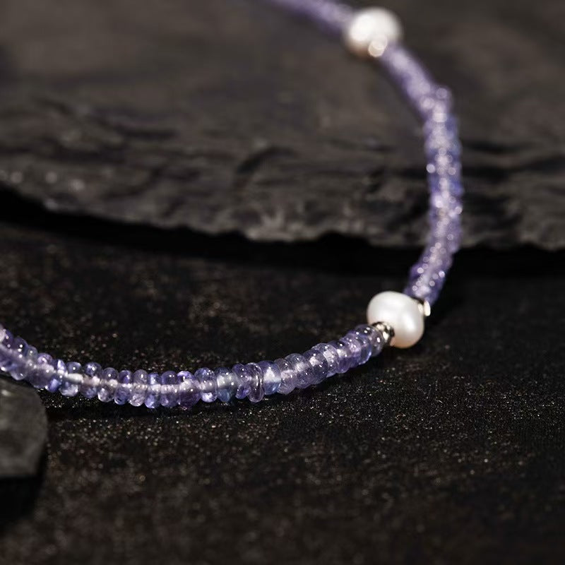 Violet Tanzanite Bead Necklace in Sterling Silver Thoughtful Gift for Her