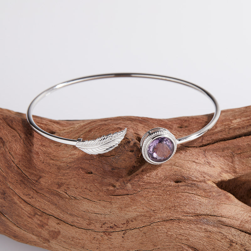 Unique Sterling Silver Bangle Topaz Amethyst Jewels Best Christmas Gift for Her