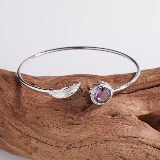 Unique Sterling Silver Bangle Topaz Amethyst Jewels Best Christmas Gift for Her