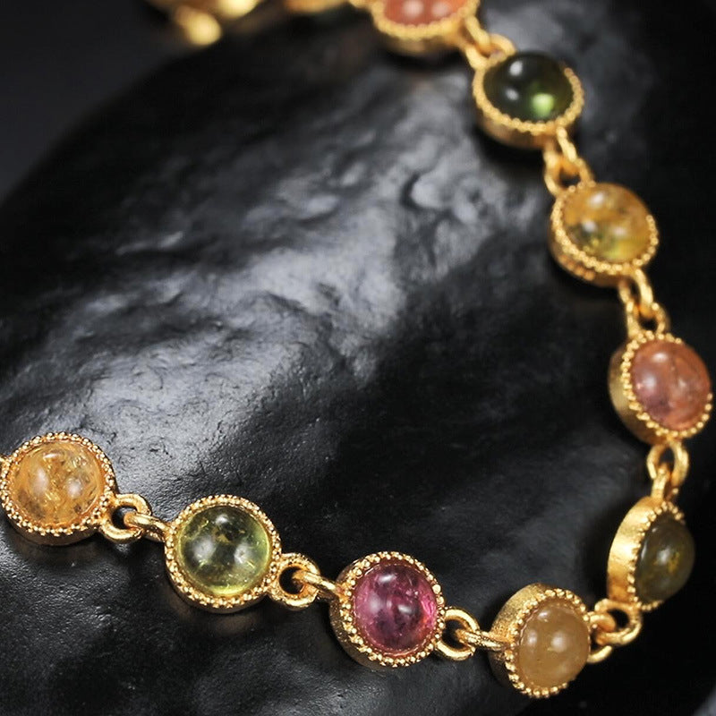 S925 Sterling Silver Bracelet with Luxurious Genuine Natural Gemstone