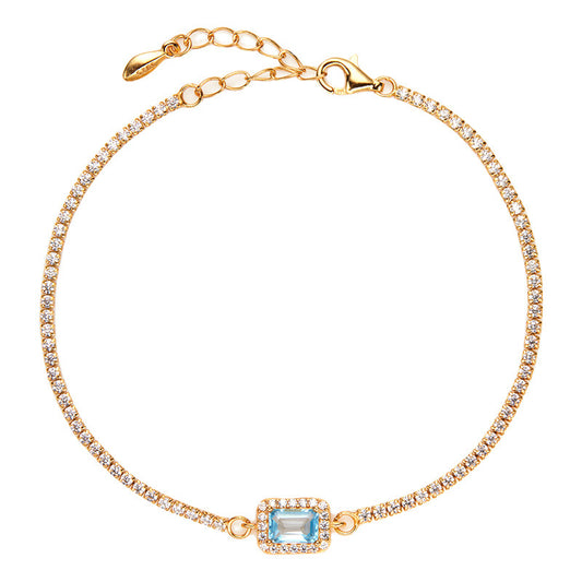 925 Sterling Silver Gemstone Bracelet for Women, Natural Garnet Topaz Peridot Amethyst Box Chain Bracelet