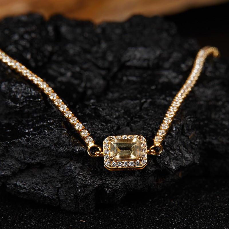 925 Sterling Silver Gemstone Bracelet for Women, Natural Garnet Topaz Peridot Amethyst Box Chain Bracelet