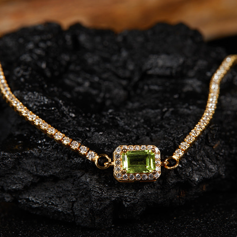 925 Sterling Silver Gemstone Bracelet for Women, Natural Garnet Topaz Peridot Amethyst Box Chain Bracelet