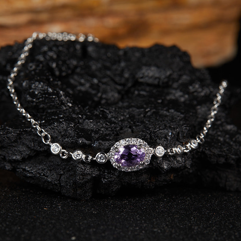 Natural Topaz Amethyst Citrine Garnet Peridot Sterling Silver Bracelet Best Gift for Ladies