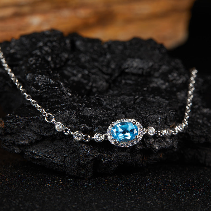 Natural Topaz Amethyst Citrine Garnet Peridot Sterling Silver Bracelet Best Gift for Ladies