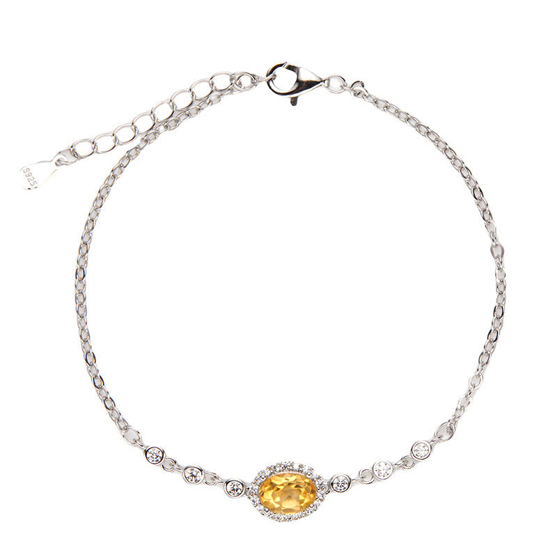 Natural Topaz Amethyst Citrine Garnet Peridot Sterling Silver Bracelet Best Gift for Ladies