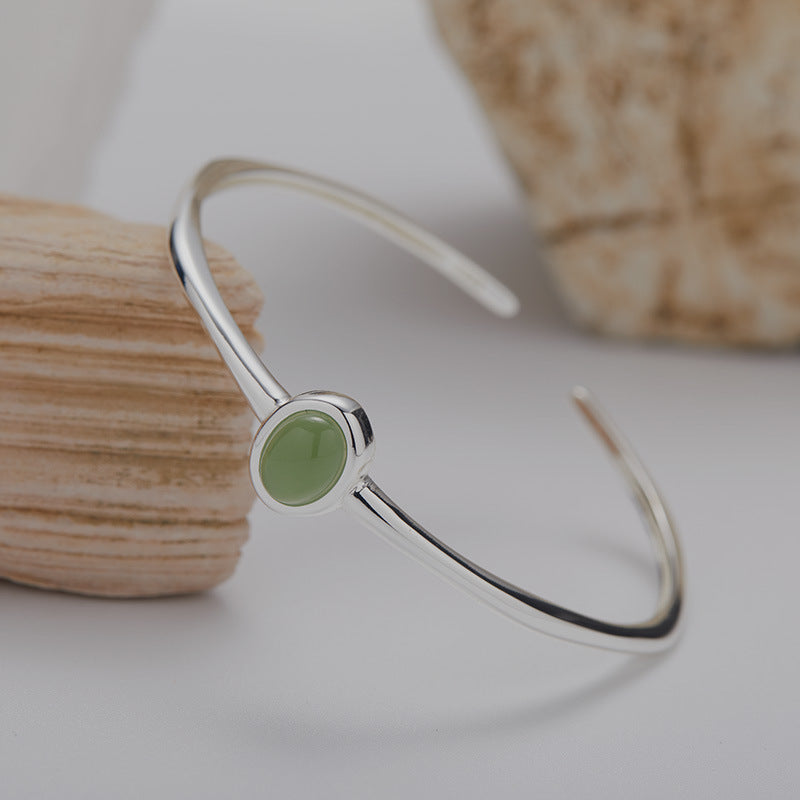 Minimalist Gemstone Bracelet - Natural Tiger's Eye, Blue Aura Quartz & Mother of Pearl in Sterling Silver