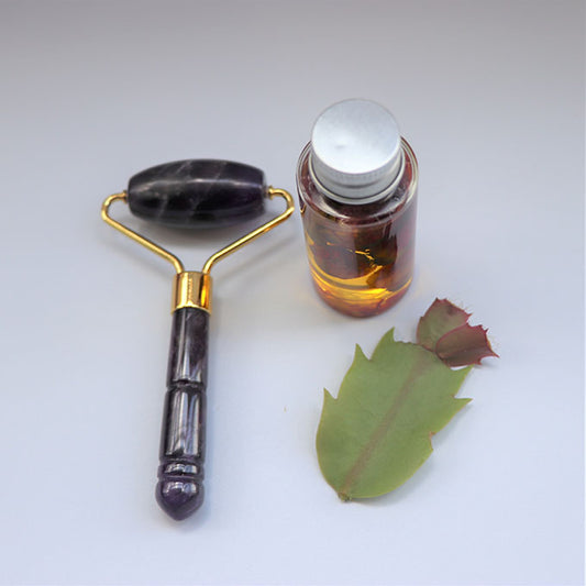 Amethyst Mini Facial Roller - Balance & Glow Skin - Natural Crystal Skincare Tool for Serenity