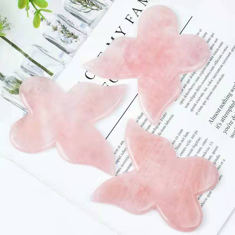Natural crystal butterfly rose quartz gua sha for face and body