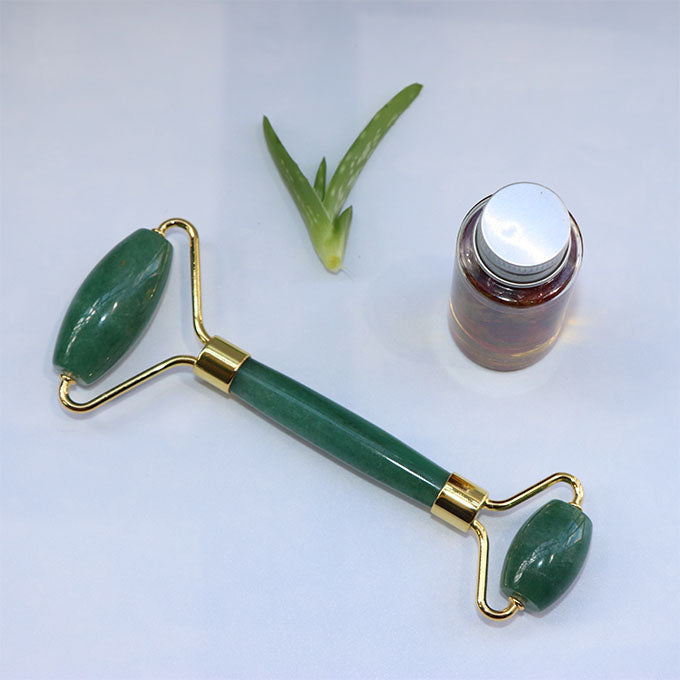 Green Aventurine Roller for Glowing Skin - Facial Massager to Depuff & Define