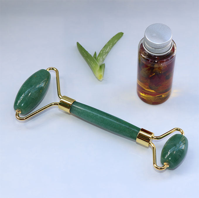 Green Aventurine Roller for Glowing Skin - Facial Massager to Depuff & Define