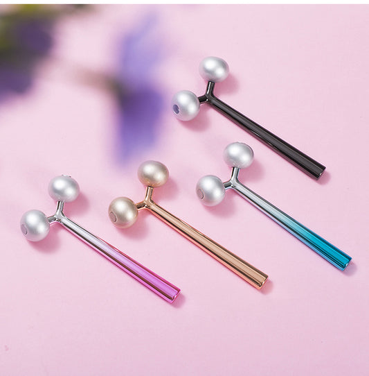 Rose Gold 3D Manual Massage Roller - Zinc Alloy Handle & Aluminum Alloy Balls - Deep Tissue Muscle Pain Relief - Luxury Fitness & Recovery Tool (Limited Liquidation Stock)