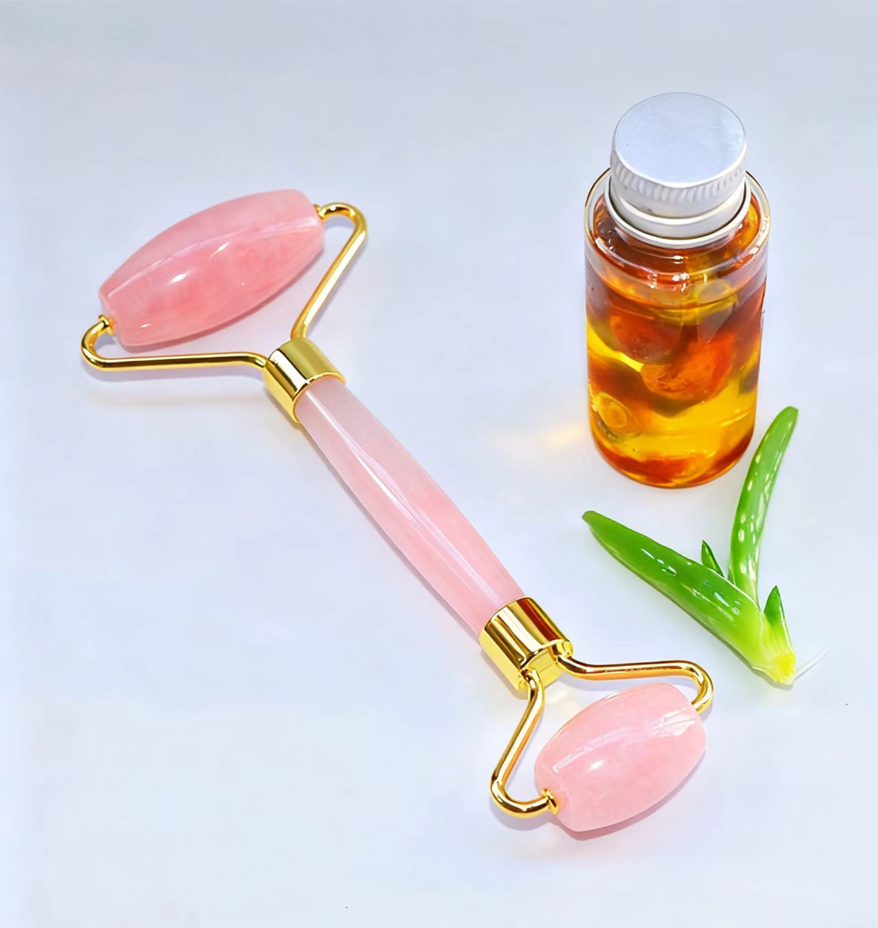 Rose Quartz Roller - Facial Massage Tool for Glowing Skin